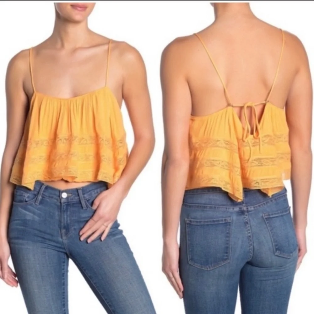 Free People Home Again Cami Crop Orange - Picture 1 of 8